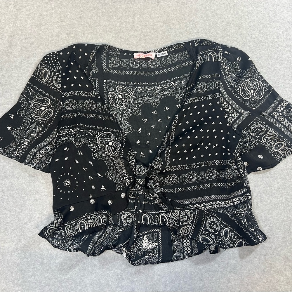 re:named Black and White Patterned Top